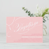 ピンクの数珠は%PIPE%の洗礼の招待状に玉を付けます 招待状 (スタンド正面)