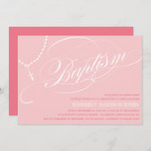 ピンクの数珠は%PIPE%の洗礼の招待状に玉を付けます 招待状 (正面/裏面)