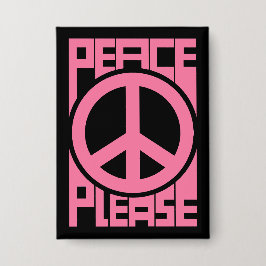 ピンクの文字でプリントされたPeace Please 缶バッジ