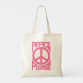 ピンクの文字でPeace+Please トートバッグ (裏面)