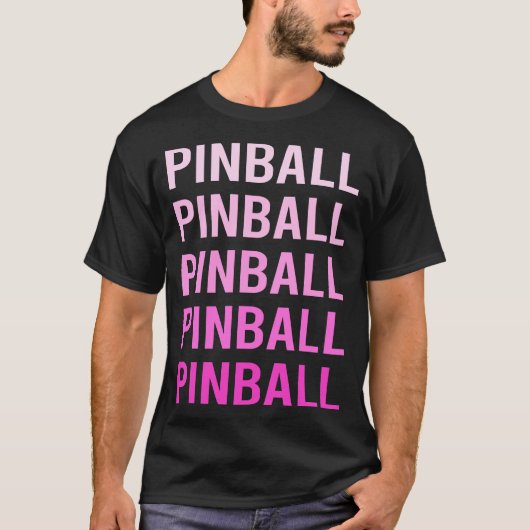 ピンクの文字のピンボール Tシャツ (正面)