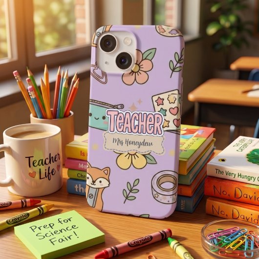 ピンクの文字の先生の学校のパターン Case-Mate iPhoneケース