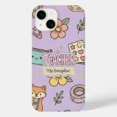 ピンクの文字の先生の学校のパターン Case-Mate iPhoneケース (裏面)