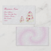 ピンクの文字の名刺が付いている織り目加工のケーキ 名刺 (正面/裏面)