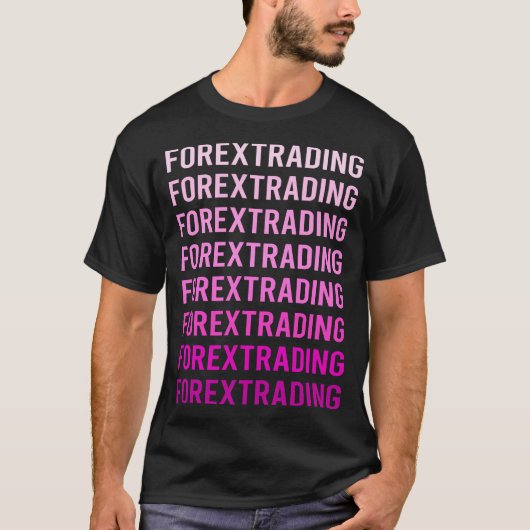 ピンクの文字の外国為替取引トレーダー Tシャツ (正面)