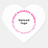 ピンクの文字ビジネスのタグラインのハート形状シール ハートシール (正面)