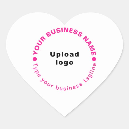 ピンクの文字ビジネスのタグラインのハート形状シール ハートシール (正面)