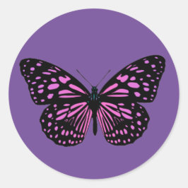 ピンクの斑点のある蝶 ラウンドシール