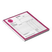 ピンクの斜ストライプ斜め会社事業場請求書 ノートパッド (アングル)