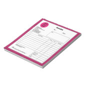 ピンクの斜ストライプ斜め会社事業場請求書 ノートパッド (回転)