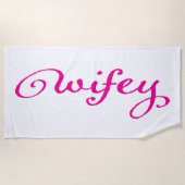 ピンクの新婚の花嫁ウィフィーの妻 ビーチタオル (正面)