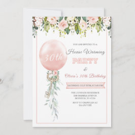 ピンクの新築祝いと誕生日テンプレート 招待状