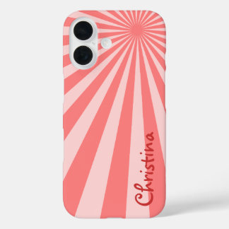 ピンクの日が差すこと「名前を追加」 iPhone 16ケース