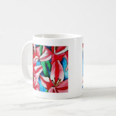 ピンクの日のユリの水の色のアー絵画ト コーヒーマグカップ (正面左)
