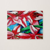 ピンクの日のユリの水の色のアー絵画ト ジグソーパズル (横)