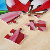 ピンクの日のユリの水の色のアー絵画ト ジグソーパズル (側面)