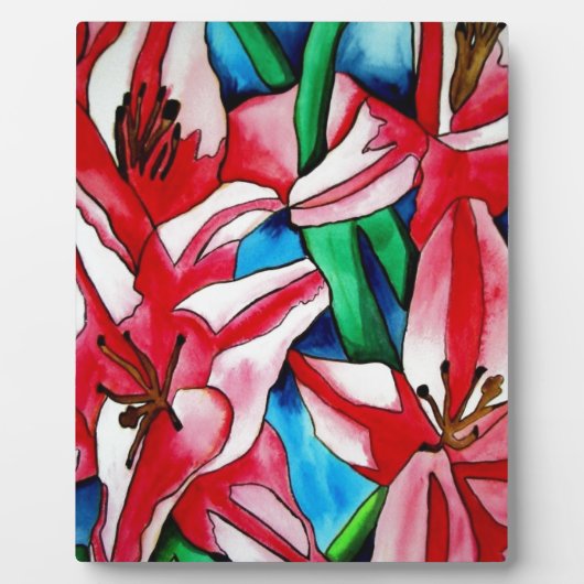 ピンクの日のユリの水の色のアー絵画ト フォトプラーク (正面)