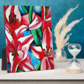 ピンクの日のユリの水の色のアー絵画ト フォトプラーク (側面)