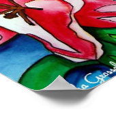 ピンクの日のユリの水の色のアー絵画ト ポスター (角)