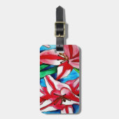 ピンクの日のユリの水の色のアー絵画ト ラゲッジタグ (正面縦)