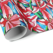 ピンクの日のユリの水の色のアー絵画ト ラッピングペーパー (ロールコーナー)