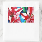 ピンクの日のユリの水の色のアー絵画ト 長方形シール (バッグ)