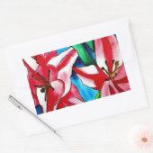 ピンクの日のユリの水の色のアー絵画ト 長方形シール (封筒)