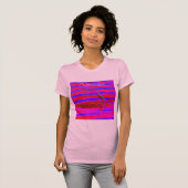 ピンクの日の出 ハクセキレイ デザイン Tシャツ (正面フル)