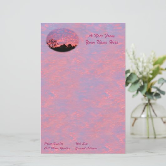 ピンクの日の出 便箋 (スタンド正面)