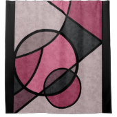 ピンクの日の出、抽象芸術 シャワーカーテン (正面)