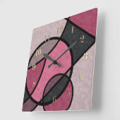 ピンクの日の出、抽象芸術 スクエア壁時計 (傾斜)