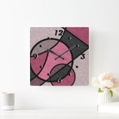 ピンクの日の出、抽象芸術 スクエア壁時計 (ホーム)