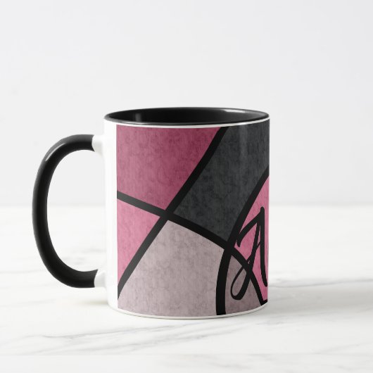 ピンクの日の出、抽象芸術 マグカップ (左)
