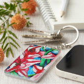 ピンクの日ライリー水彩アートキーチェーン キーホルダー (正面右)