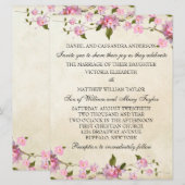 ピンクの日本の桜の結婚式 招待状 (正面/裏面)
