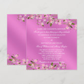 ピンクの日本桜の結婚式 招待状 (正面/裏面)