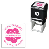 ピンクの日本桜の花の丸い差出人住所 セルフインキングスタンプ (インサイチュ)