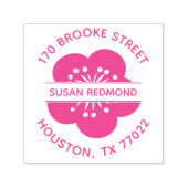 ピンクの日本桜の花の丸い差出人住所 セルフインキングスタンプ (デザイン)