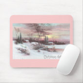 ピンクの日没ののどかな国の冬場面 マウスパッド (マウス)