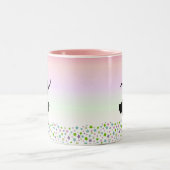 -ピンクの日没星の中で踊ること ツートーンマグカップ (中央)
