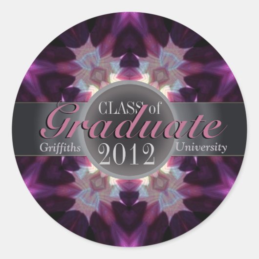 ピンクの日食スター賞卒業ギフトステッカー ラウンドシール (正面)