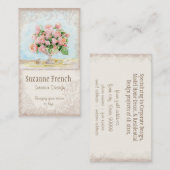 ピンクの旧式なヴィンテージのエレガントで物惜しみしなくフランスのなバラ 名刺 (正面/裏面)