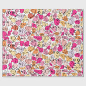 ピンクの明るいベビーガールシャワーラッピング紙 ラッピングペーパー (フラット)
