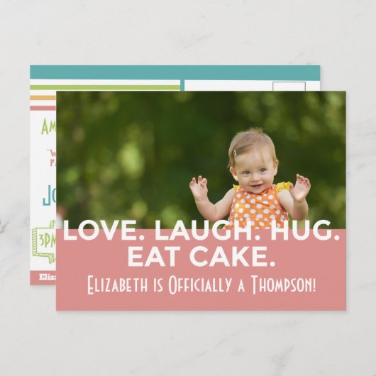 ピンクの明るいモダンの採用に関する発表 インビテーションポストカード (正面/裏面)