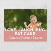 ピンクの明るいモダンの採用に関する発表 インビテーションポストカード (正面)