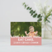 ピンクの明るいモダンの採用に関する発表 インビテーションポストカード (スタンド正面)