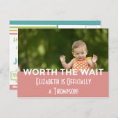 ピンクの明るいモダンの採用に関する発表 案内ポストカード (正面/裏面)