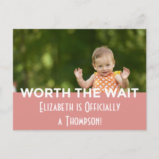 ピンクの明るいモダンの採用に関する発表 案内ポストカード (正面)