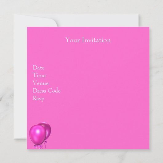 ピンクの明るい吹きかわいらし出しの10th誕生日パーティー 招待状 (裏面)