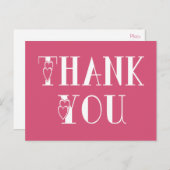 ピンクの明るい赤紫色ありがとうハートグリーティングポストカード ポストカード (正面/裏面)
